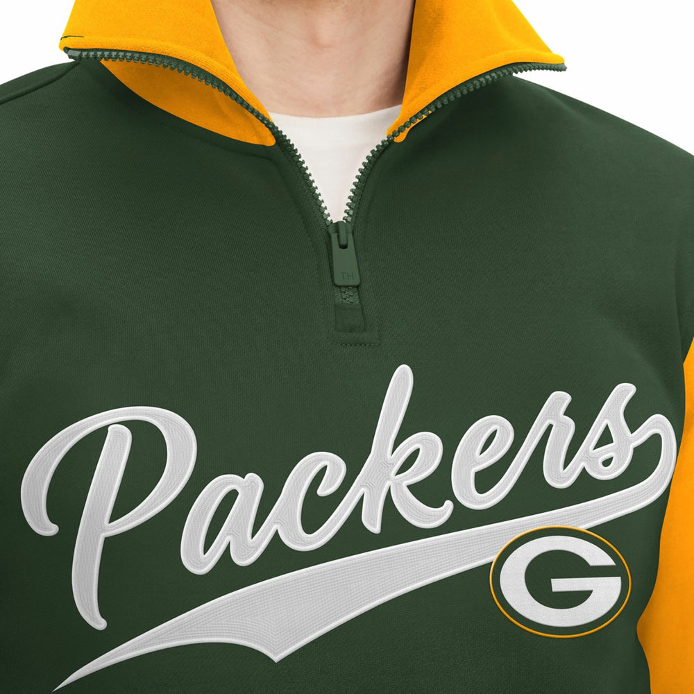 Green Bay Packers Tommy Hilfiger Aiden Quarter-Zip Sweatshirt - Green/Gold - NFL