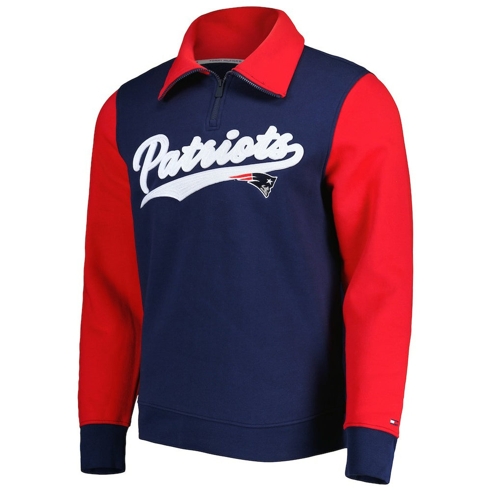 New England Patriots Tommy Hilfiger Aiden Quarter-Zip Sweatshirt - Navy/Red - NFL
