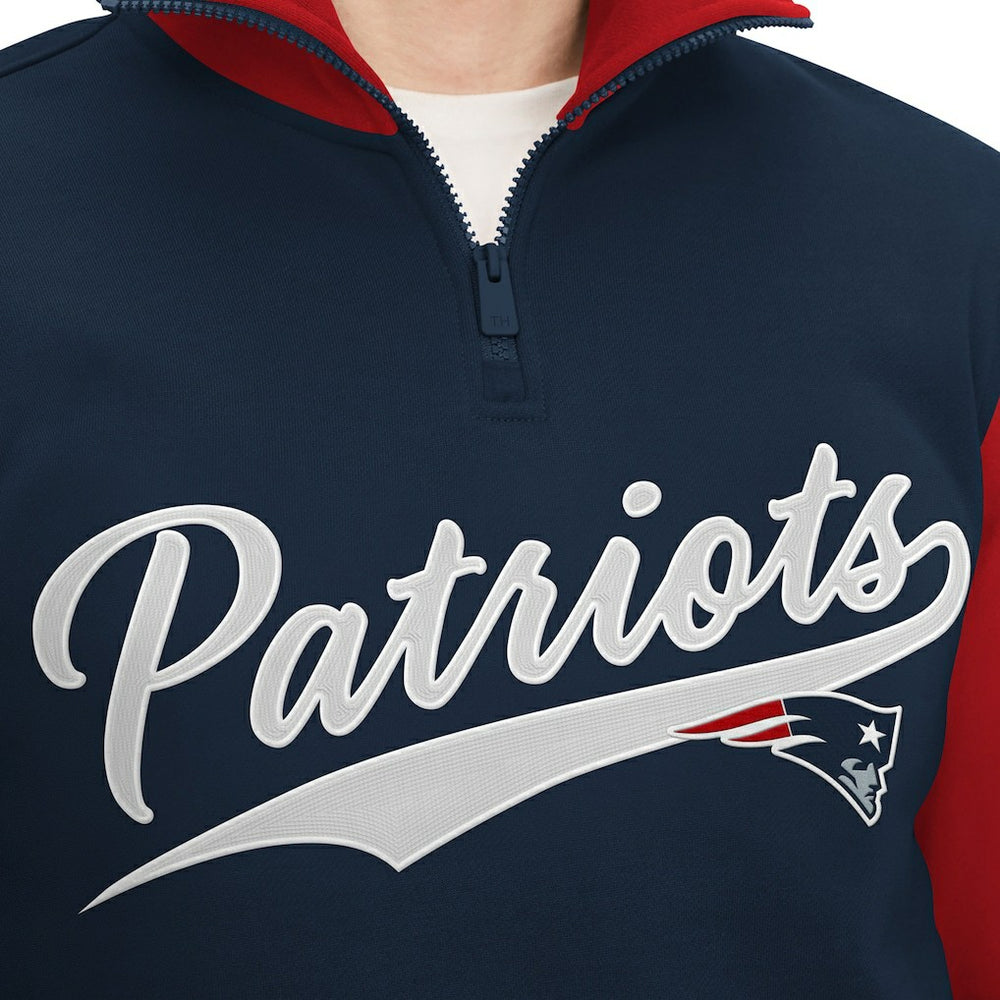 New England Patriots Tommy Hilfiger Aiden Quarter-Zip Sweatshirt - Navy/Red - NFL