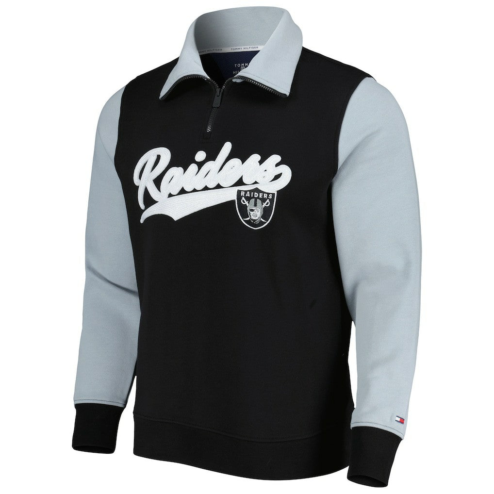 Las Vegas Raiders Tommy Hilfiger Aiden Quarter-Zip Sweatshirt - Black/Silver - NFL