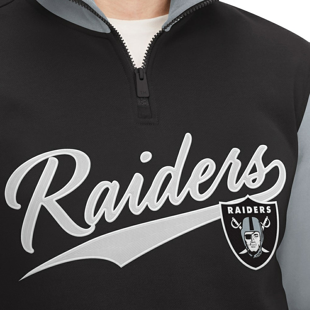 Las Vegas Raiders Tommy Hilfiger Aiden Quarter-Zip Sweatshirt - Black/Silver - NFL