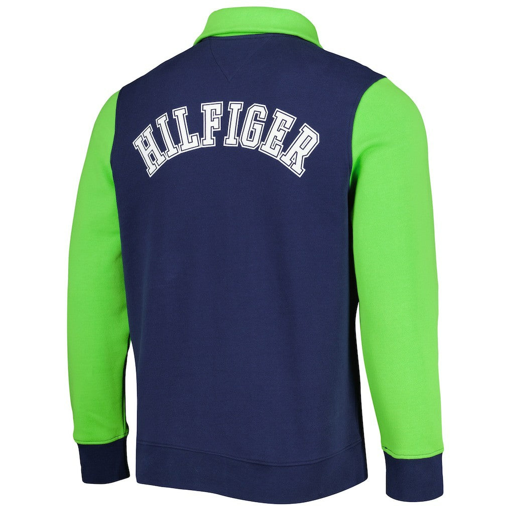 Seattle Seahawks Tommy Hilfiger Aiden Quarter-Zip Sweatshirt - College Navy/Neon Green - NFL
