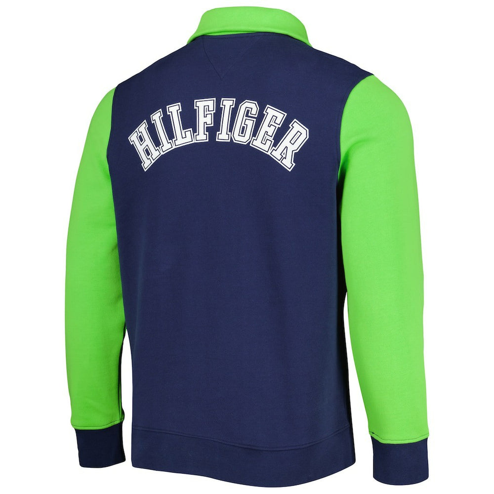 Seattle Seahawks Tommy Hilfiger Aiden Quarter-Zip Sweatshirt - College Navy/Neon Green - NFL