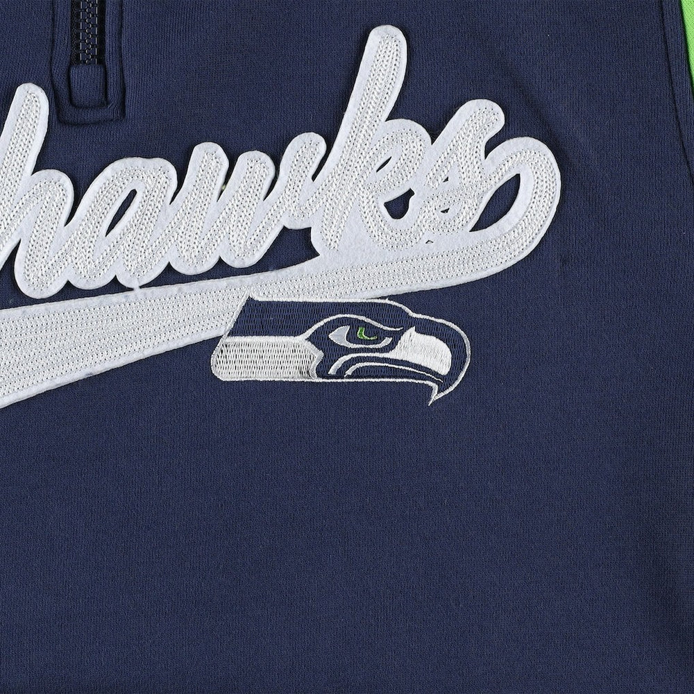 Seattle Seahawks Tommy Hilfiger Aiden Quarter-Zip Sweatshirt - College Navy/Neon Green - NFL