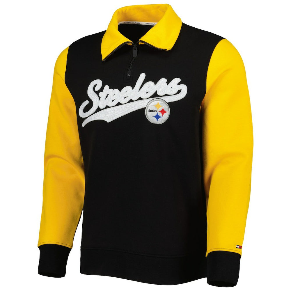 Pittsburgh Steelers Tommy Hilfiger Aiden Quarter-Zip Sweatshirt - Black/Gold - NFL