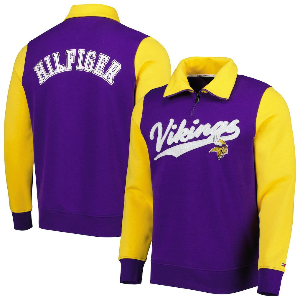 Minnesota Vikings Tommy Hilfiger Aiden Quarter-Zip Sweatshirt - Purple/Gold - NFL