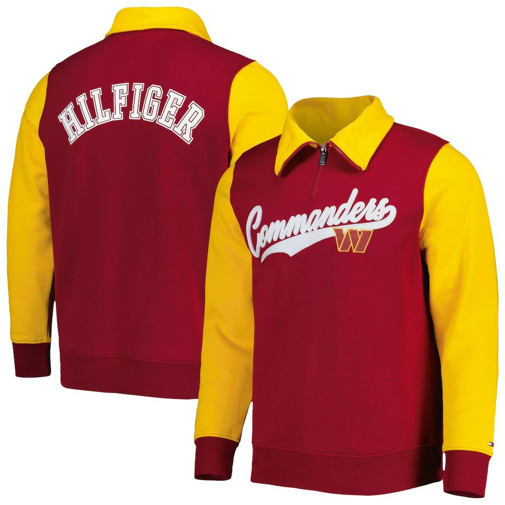 Washington Commanders Tommy Hilfiger Aiden Quarter-Zip Sweatshirt - Burgundy/Gold - NFL