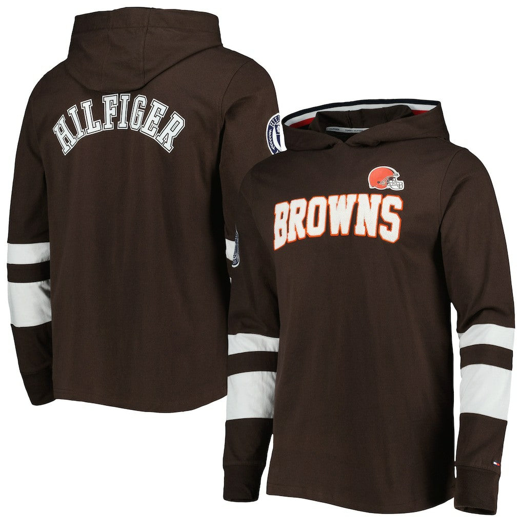 Cleveland Browns Tommy Hilfiger Alex Long Sleeve Hoodie T-Shirt - Brown/White - NFL