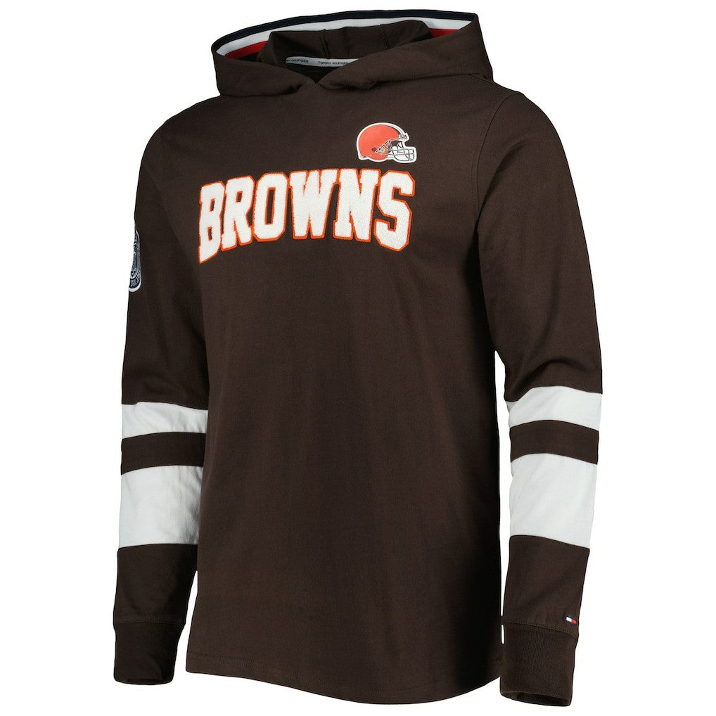 Cleveland Browns Tommy Hilfiger Alex Long Sleeve Hoodie T-Shirt - Brown/White - NFL