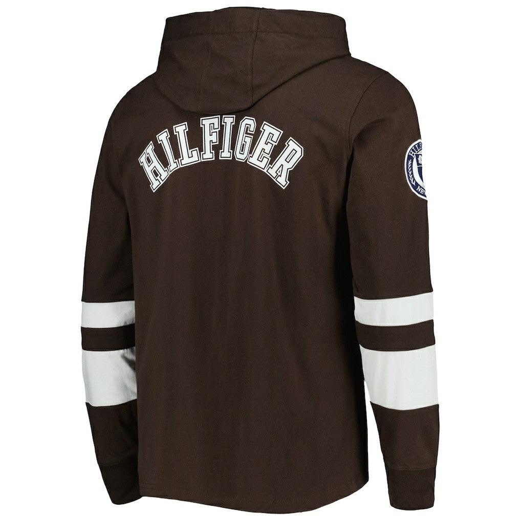 Cleveland Browns Tommy Hilfiger Alex Long Sleeve Hoodie T-Shirt - Brown/White - NFL