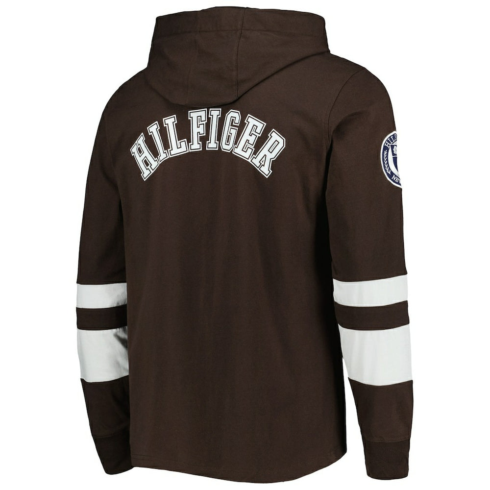 Cleveland Browns Tommy Hilfiger Alex Long Sleeve Hoodie T-Shirt - Brown/White - NFL