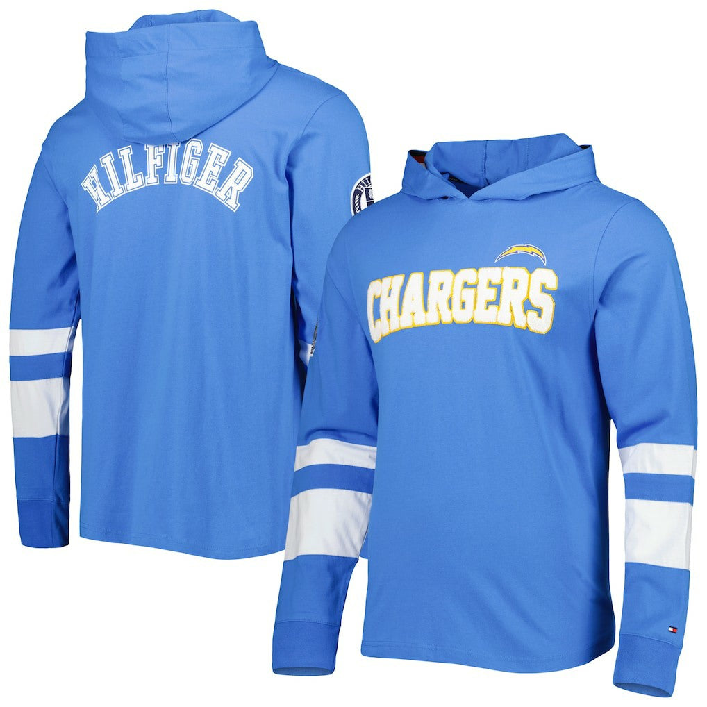 Los Angeles Chargers Tommy Hilfiger Alex Long Sleeve Hoodie T-Shirt - Powder Blue/White - NFL