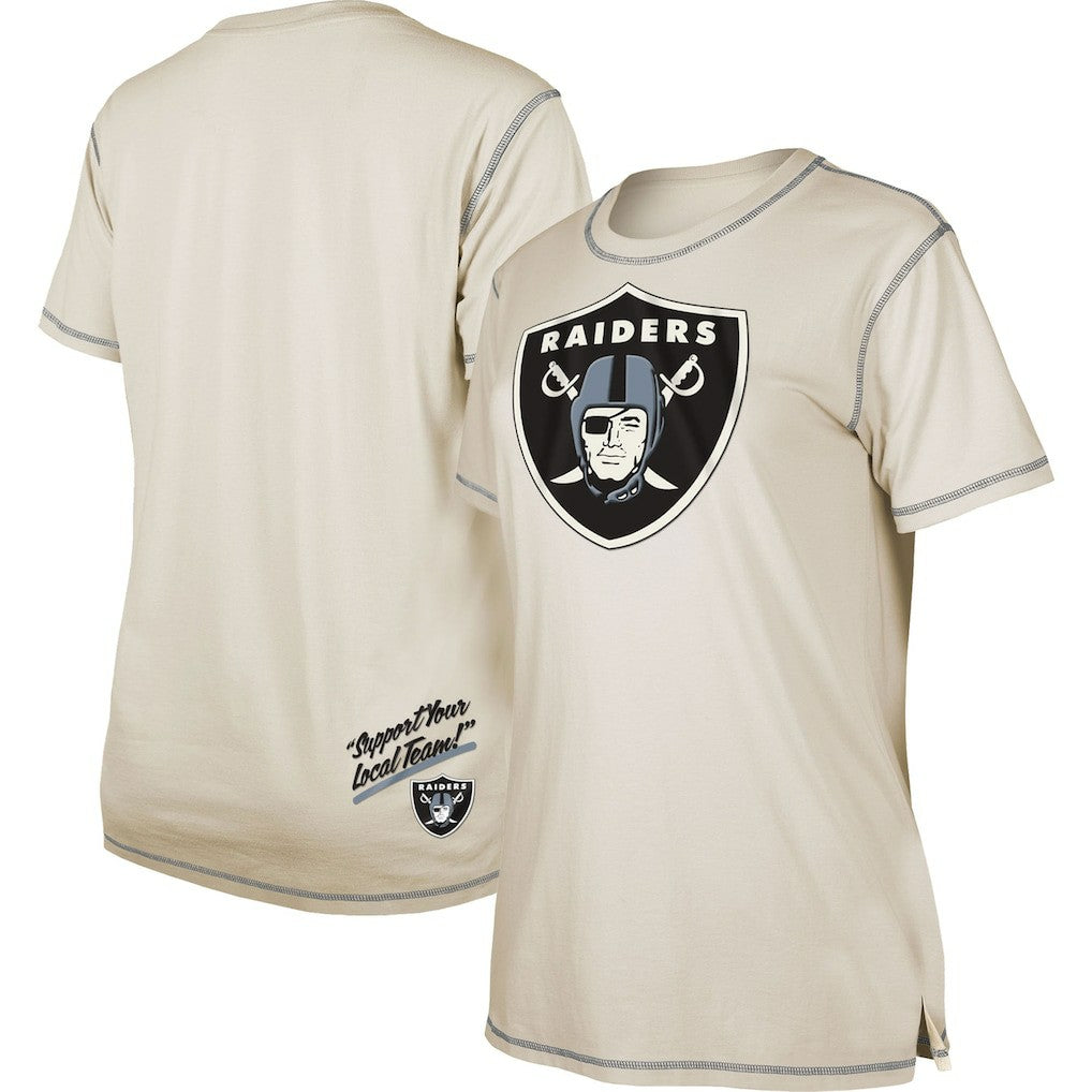 Las Vegas Raiders New Era Women's Split T-Shirt - Cream - NFL