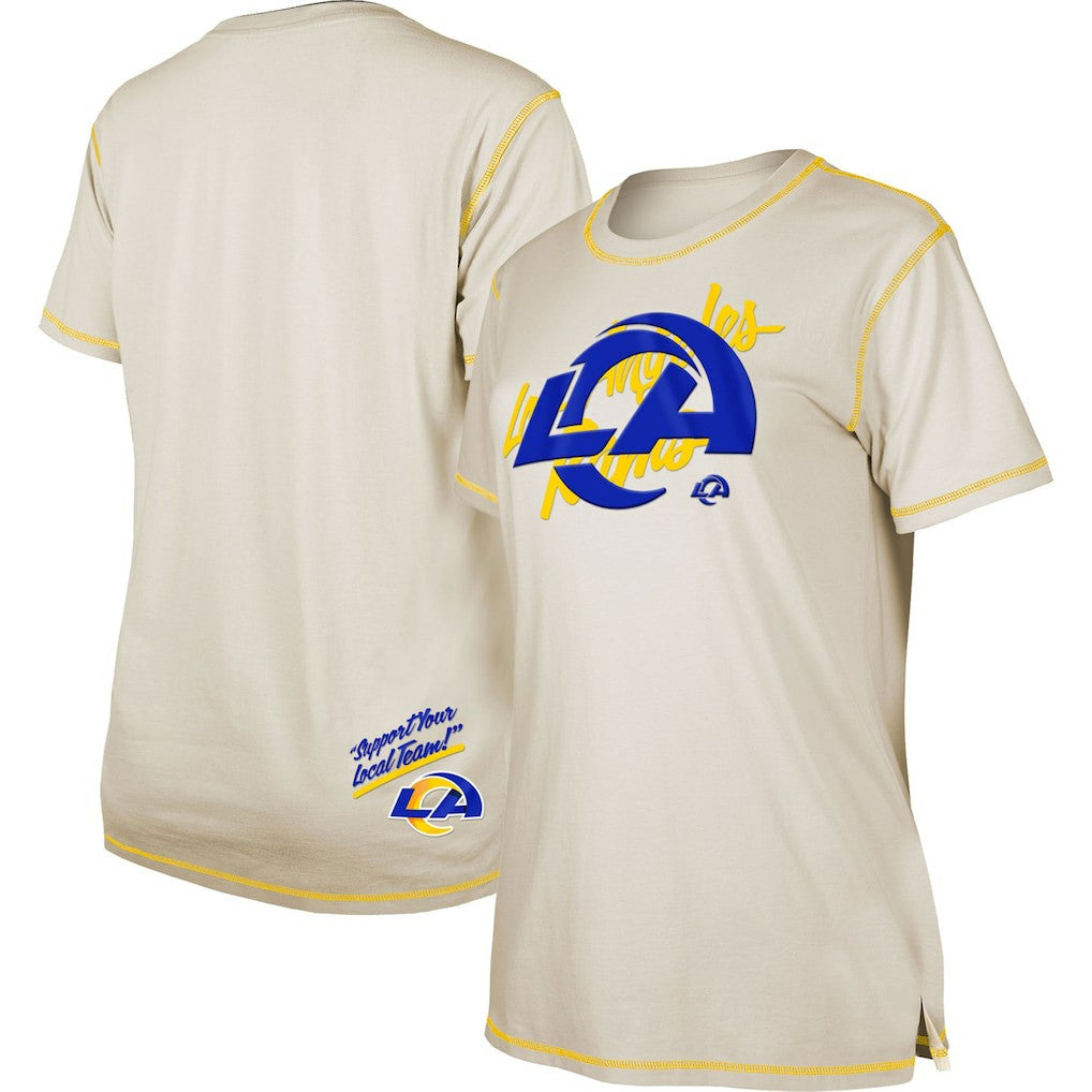 Los Angeles Rams New Era Women's Split T-Shirt - Cream - NFL