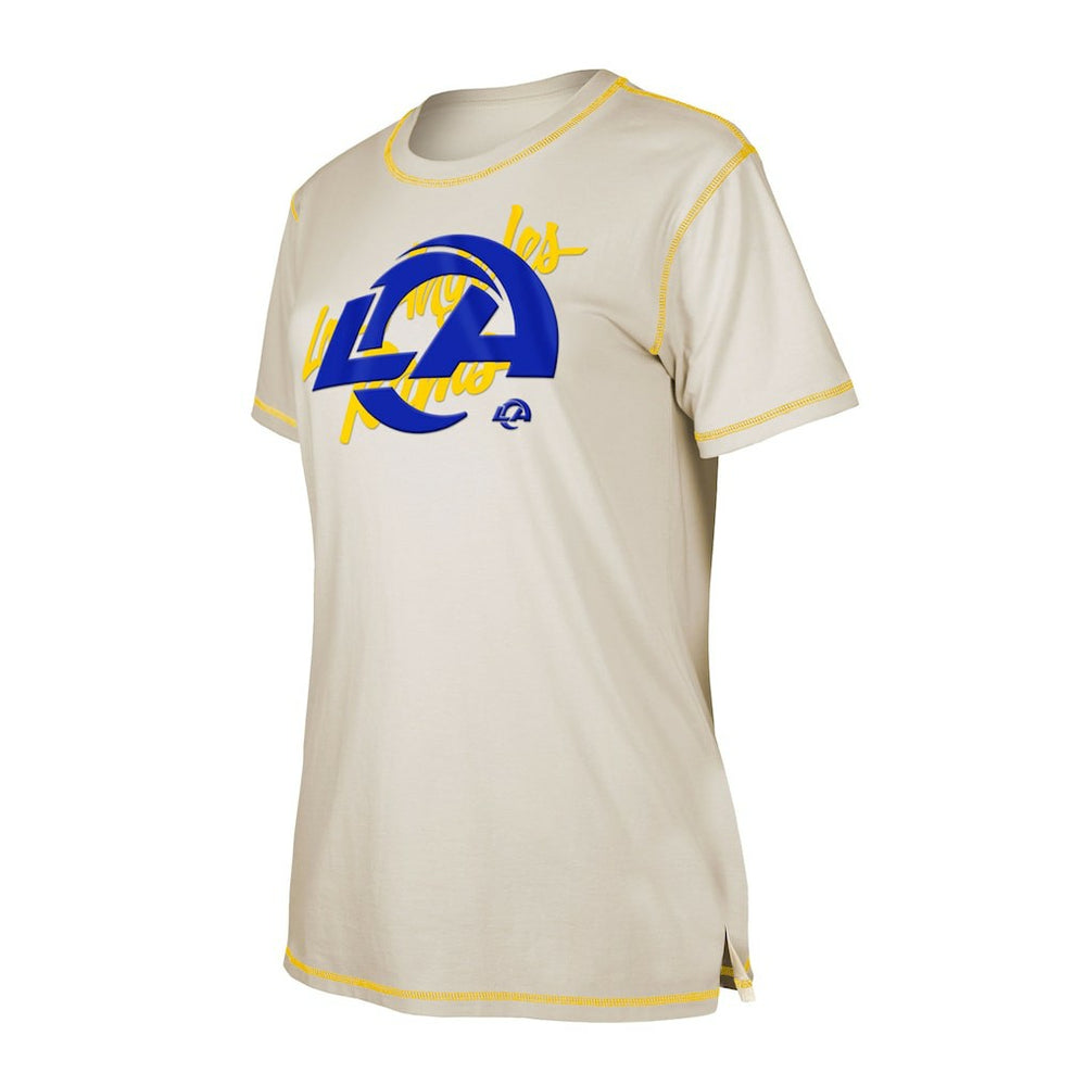 Los Angeles Rams New Era Women's Split T-Shirt - Cream - NFL
