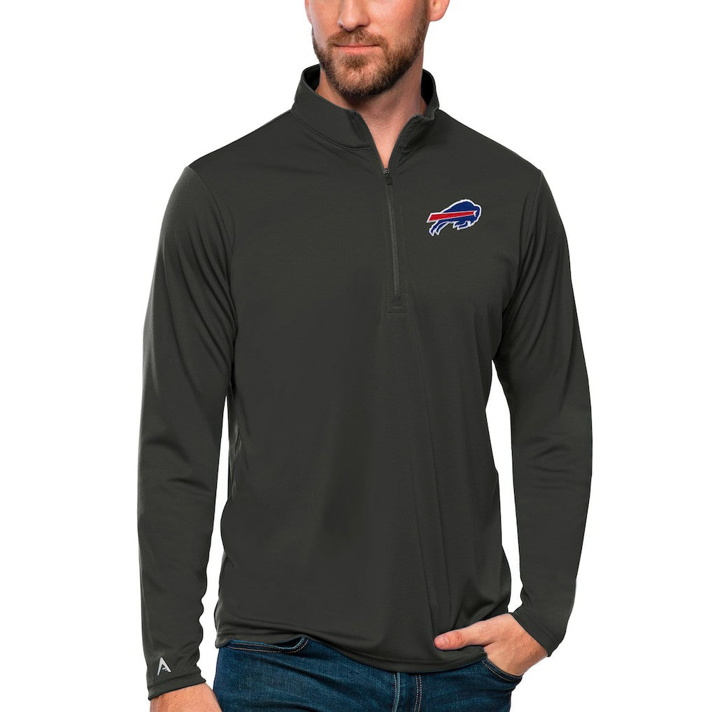 Buffalo Bills Antigua Tribute Quarter-Zip Lightweight Pullover Top - Charcoal - NFL