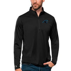 Carolina Panthers Antigua Tribute Quarter-Zip Lightweight Pullover Top - Black - NFL