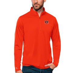 Cincinnati Bengals Antigua Tribute Quarter-Zip Lightweight Pullover Top - Orange - NFL