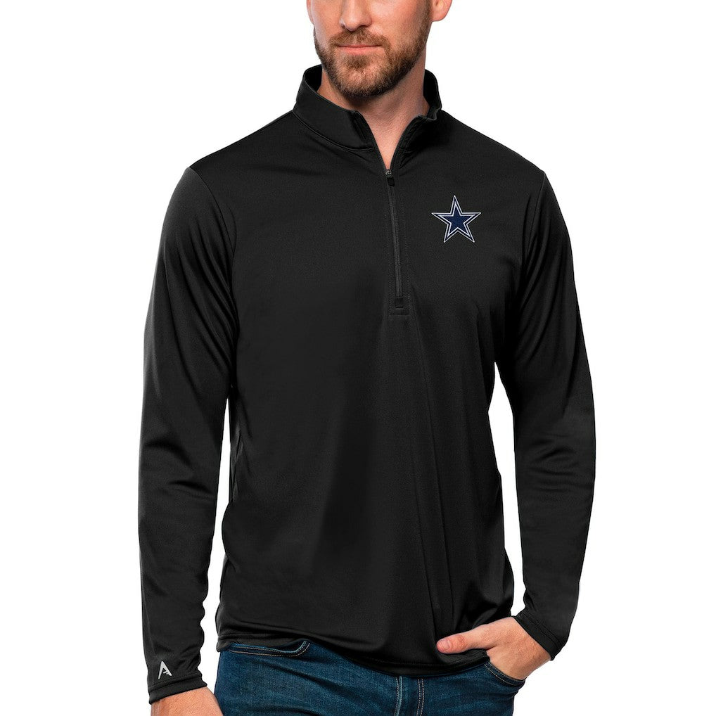 Dallas Cowboys Antigua Tribute Quarter-Zip Lightweight Pullover Top - Black - NFL