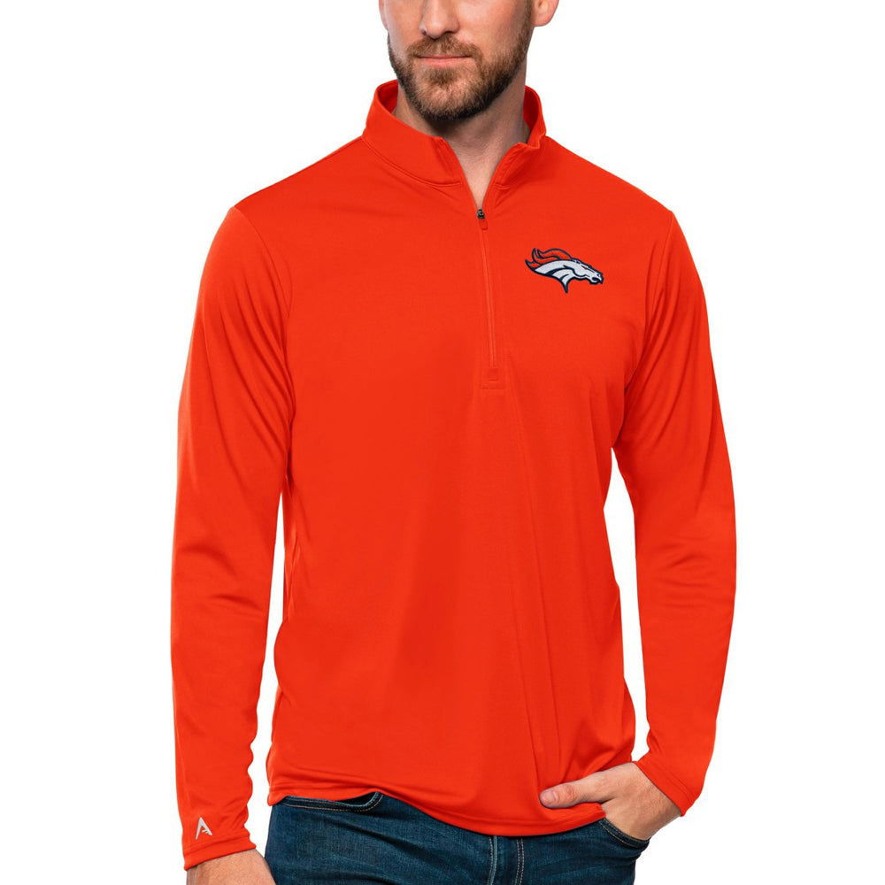 Denver Broncos Antigua Tribute Quarter-Zip Lightweight Pullover Top - Orange - NFL