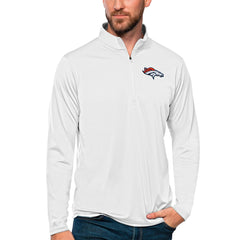 Denver Broncos Antigua Tribute Quarter-Zip Lightweight Pullover Top - White - NFL