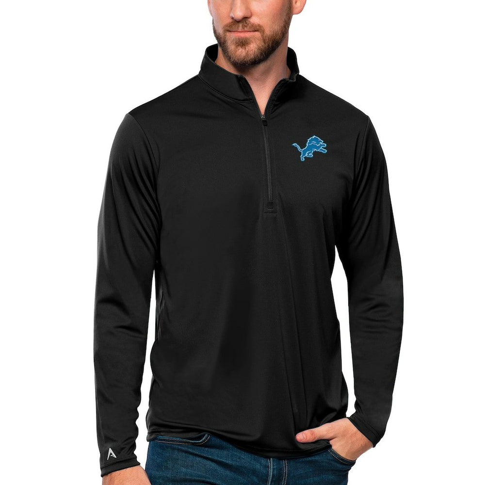 Detroit Lions Antigua Tribute Quarter-Zip Lightweight Pullover Top - Black - NFL