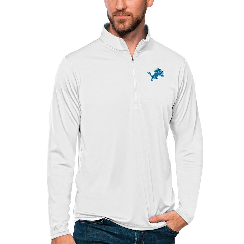 Detroit Lions Antigua Tribute Quarter-Zip Lightweight Pullover Top - White - NFL