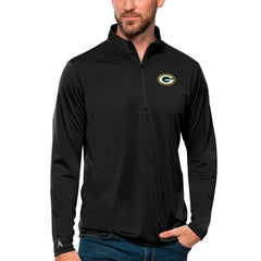 Green Bay Packers Antigua Tribute Quarter-Zip Lightweight Pullover Top - Black - NFL