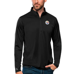 Pittsburgh Steelers Antigua Tribute Quarter-Zip Lightweight Pullover Top - Black - NFL
