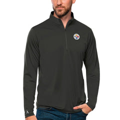 Pittsburgh Steelers Antigua Tribute Quarter-Zip Lightweight Pullover Top - Charcoal - NFL