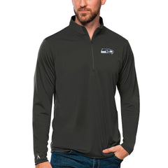 Seattle Seahawks Antigua Tribute Quarter-Zip Lightweight Pullover Top - Charcoal - NFL