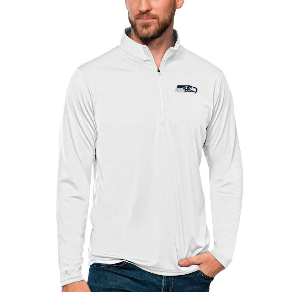 Seattle Seahawks Antigua Tribute Quarter-Zip Lightweight Pullover Top - White - NFL