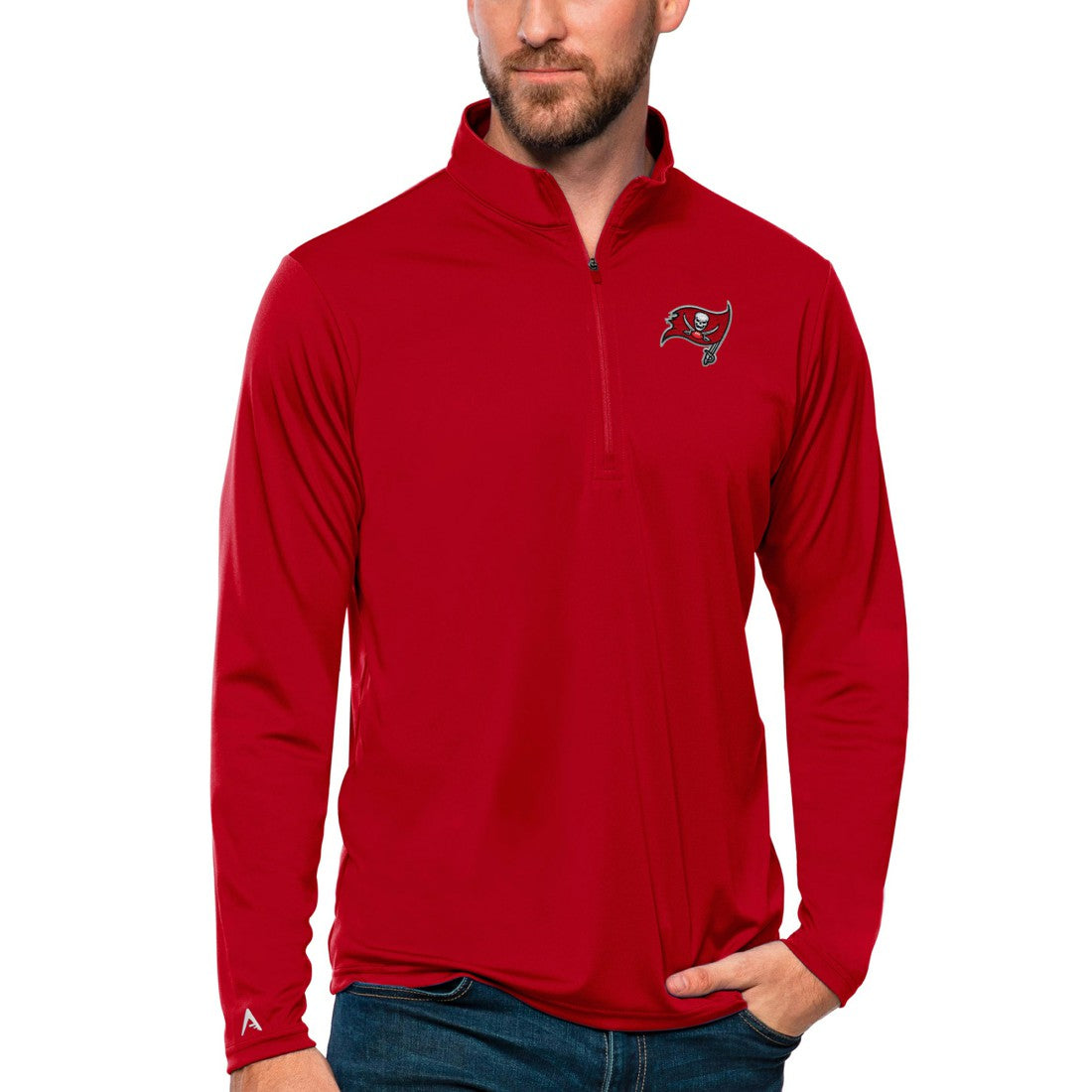 Tampa Bay Buccaneers Antigua Tribute Quarter-Zip Lightweight Pullover Top - Red - NFL