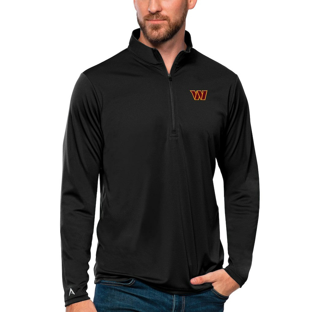 Washington Commanders Antigua Tribute Quarter-Zip Lightweight Pullover Top - Black - NFL