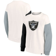 Las Vegas Raiders Women's Colorblock Primary Logo Pullover Sweatshirt - White - Fanatics