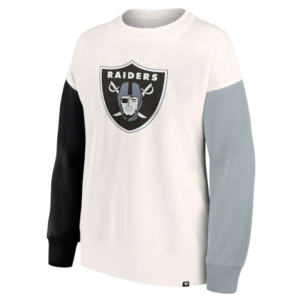 Las Vegas Raiders Women's Colorblock Primary Logo Pullover Sweatshirt - White - Fanatics