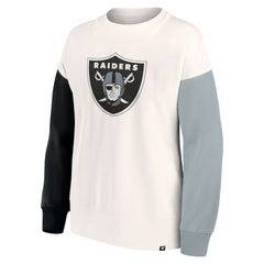 Las Vegas Raiders Women's Colorblock Primary Logo Pullover Sweatshirt - White - Fanatics