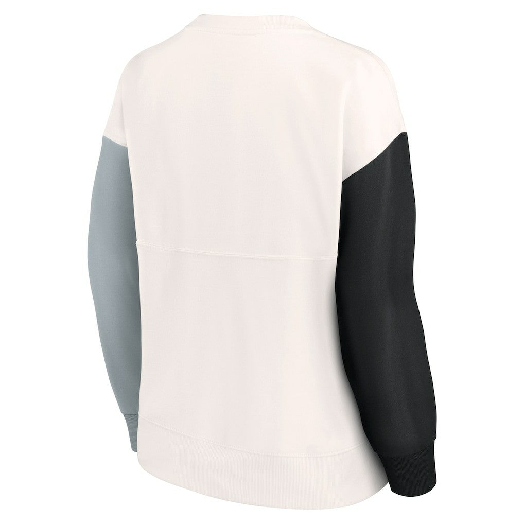 Las Vegas Raiders Women's Colorblock Primary Logo Pullover Sweatshirt - White - Fanatics