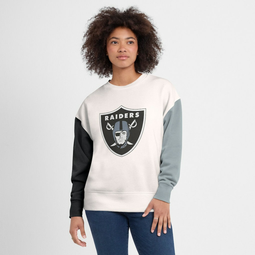 Las Vegas Raiders Women's Colorblock Primary Logo Pullover Sweatshirt - White - Fanatics
