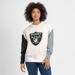 Las Vegas Raiders Women's Colorblock Primary Logo Pullover Sweatshirt - White - Fanatics