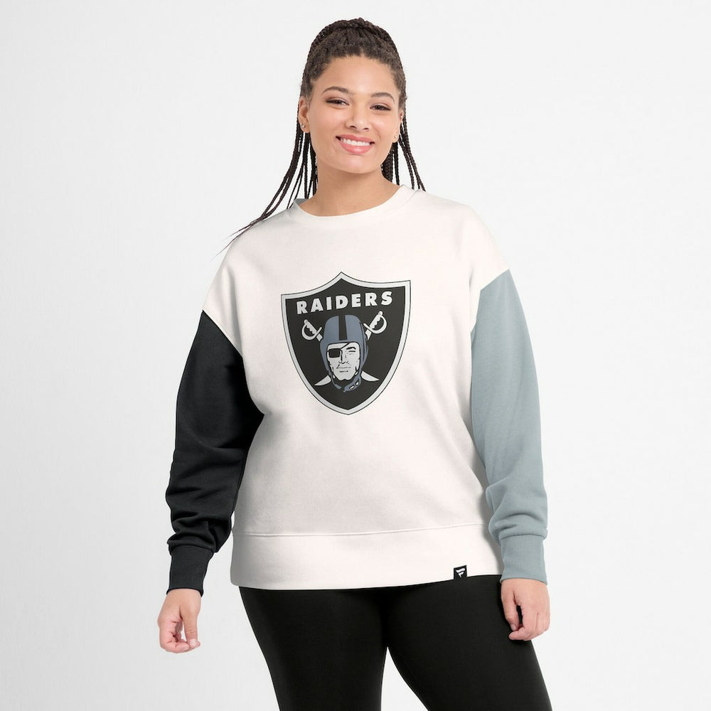 Las Vegas Raiders Women's Colorblock Primary Logo Pullover Sweatshirt - White - Fanatics