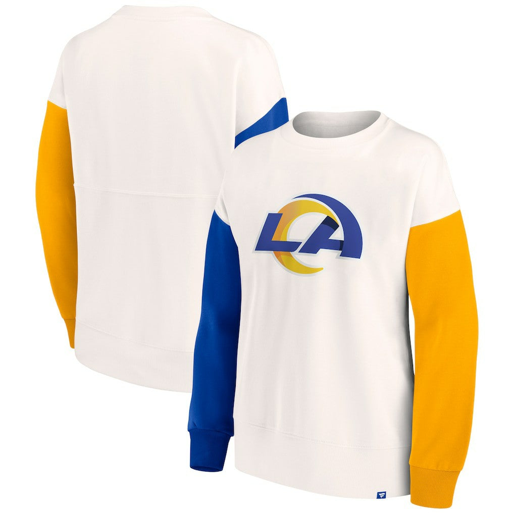 Los Angeles Rams Women's Colorblock Primary Logo Pullover Sweatshirt - White - Fanatics