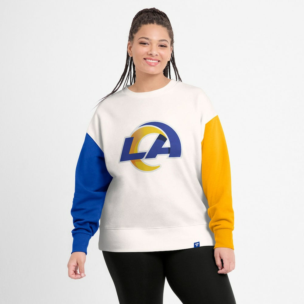 Los Angeles Rams Women's Colorblock Primary Logo Pullover Sweatshirt - White - Fanatics