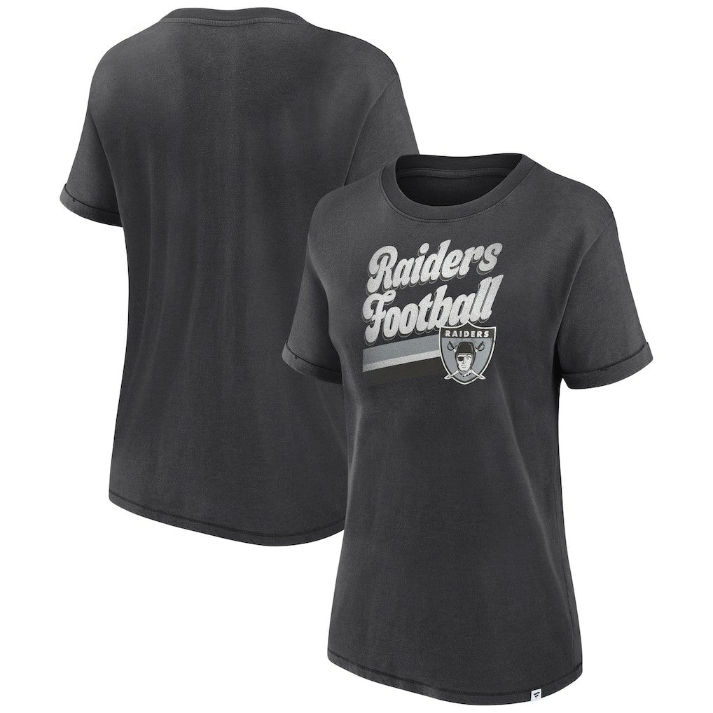 Las Vegas Raiders Women's Hit Snow Washed T-Shirt - Charcoal - Fanatics