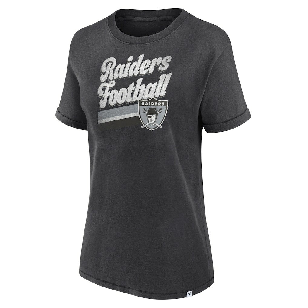Las Vegas Raiders Women's Hit Snow Washed T-Shirt - Charcoal - Fanatics