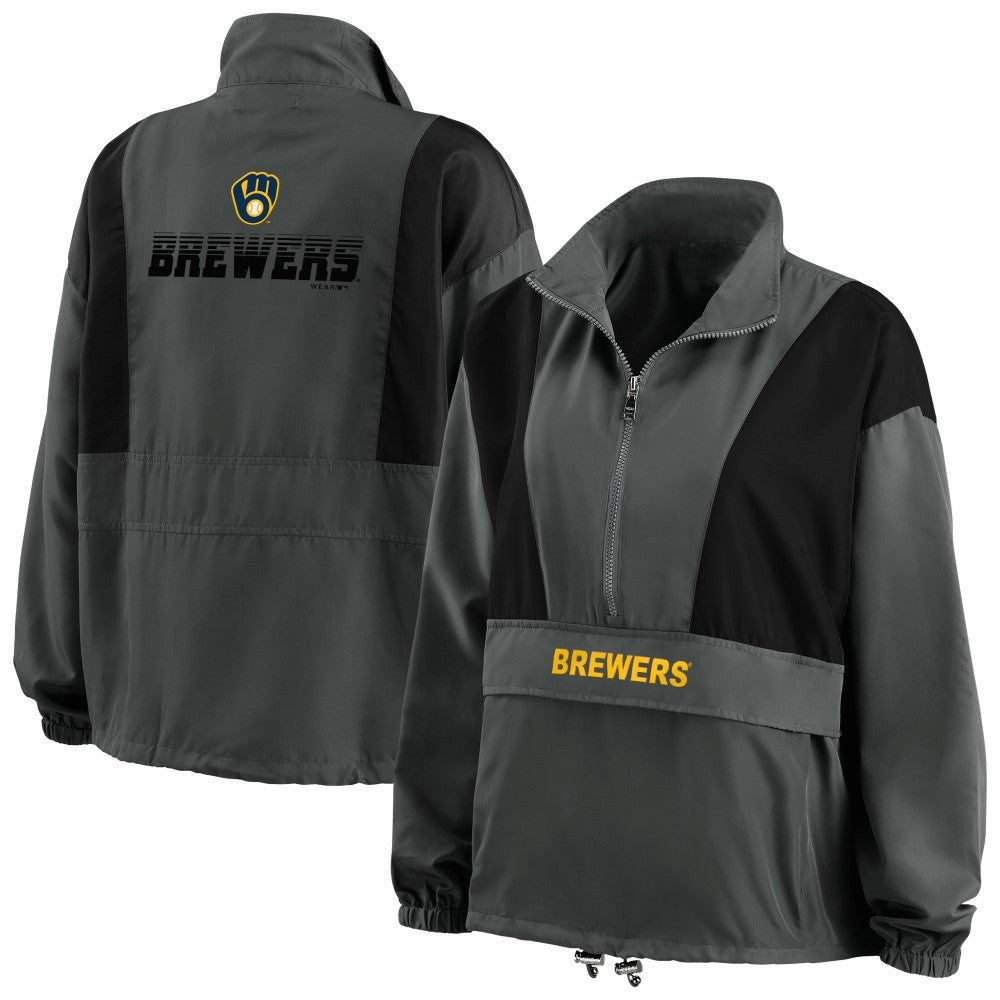 Milwaukee Brewers WEAR by Erin Andrews Women's Packable Half-Zip Jacket Near Me
