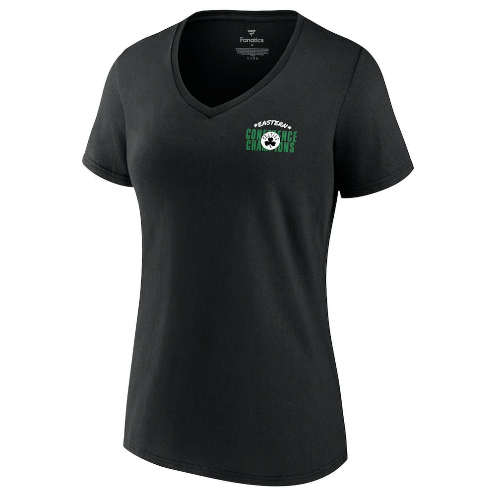 Fanatics Boston Celtics Women's 2022 Eastern Conference Champions Balanced Attack Roster V-Neck T-Shirt Black