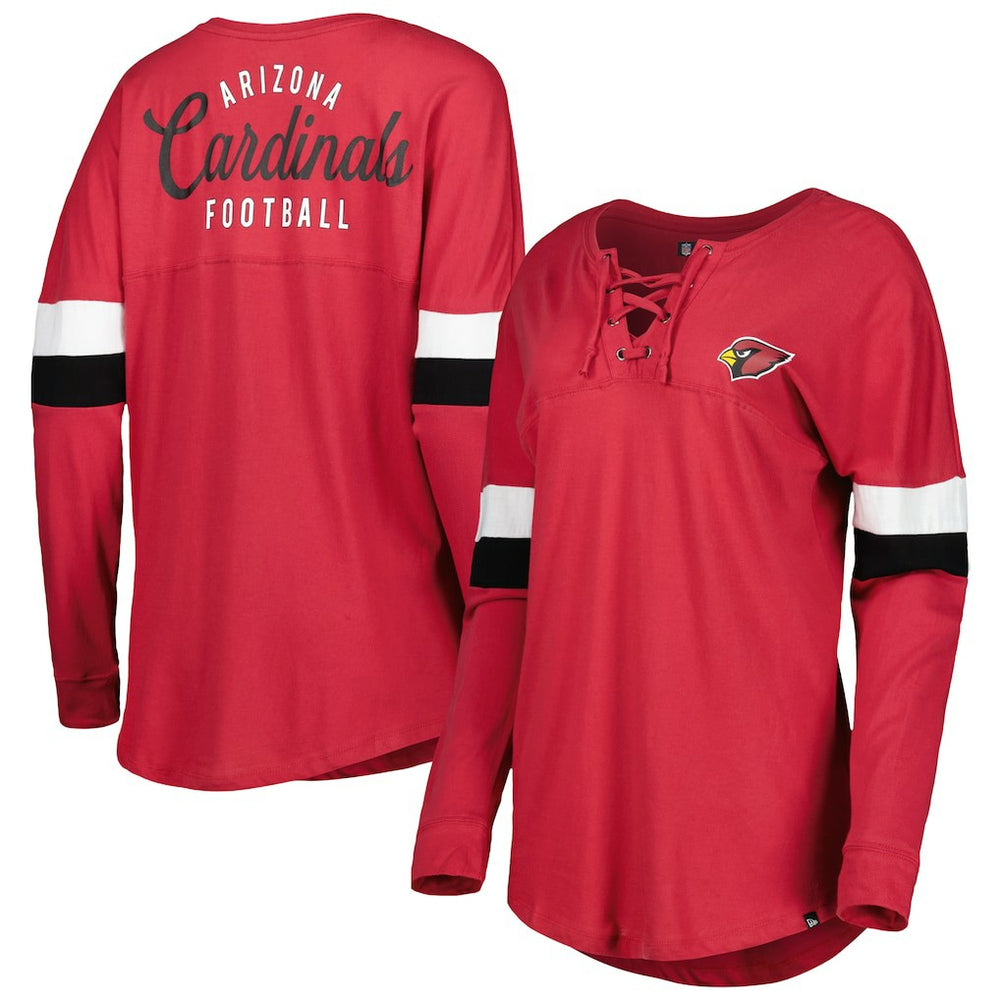 Arizona Cardinals New Era Women's Athletic Varsity Lace-Up Lightweight Long Sleeve T-Shirt - Cardinal - NFL