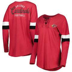 Arizona Cardinals New Era Women's Athletic Varsity Lace-Up Lightweight Long Sleeve T-Shirt - Cardinal - NFL