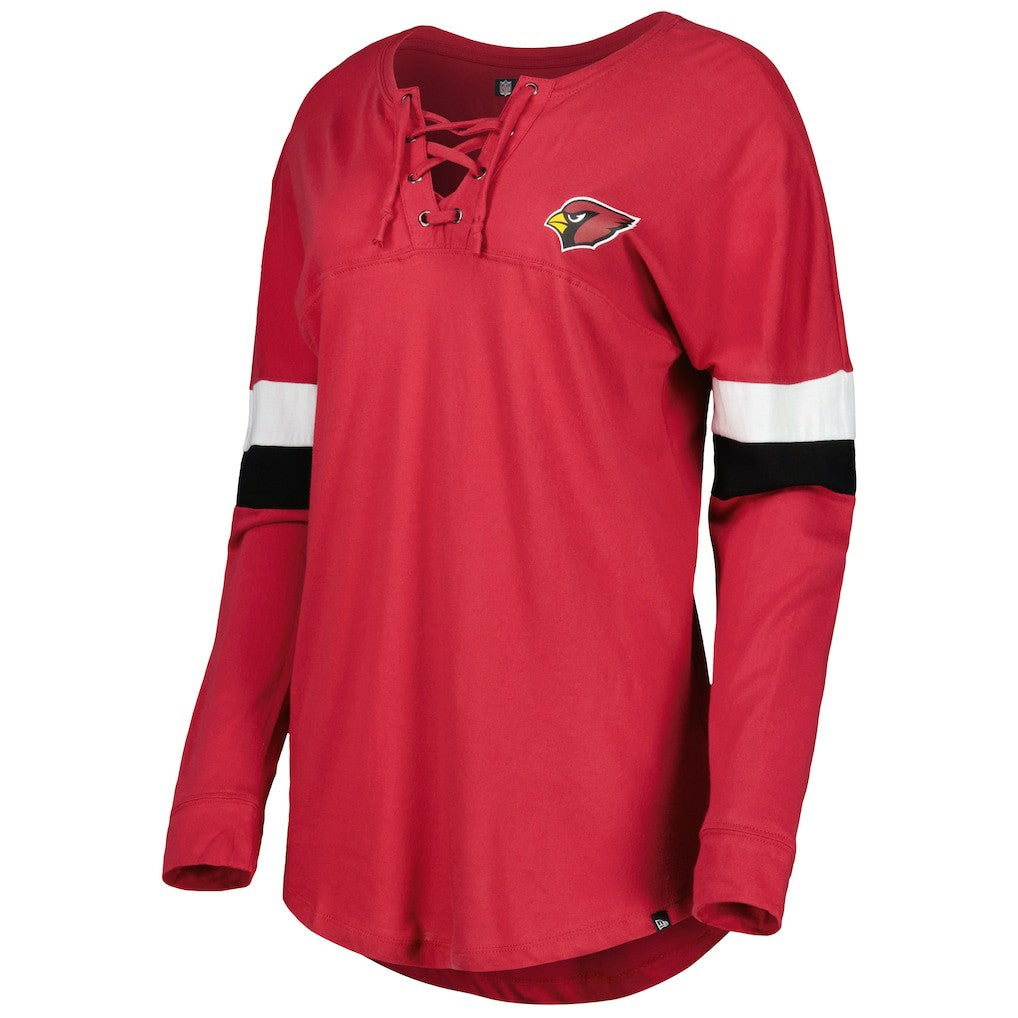 Arizona Cardinals New Era Women's Athletic Varsity Lace-Up Lightweight Long Sleeve T-Shirt - Cardinal - NFL
